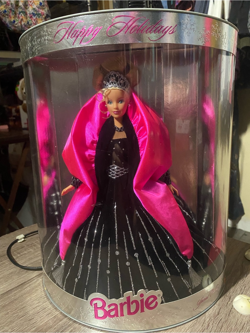Barbie Holiday Collector Doll in Black and Hot Pink Satin Cape